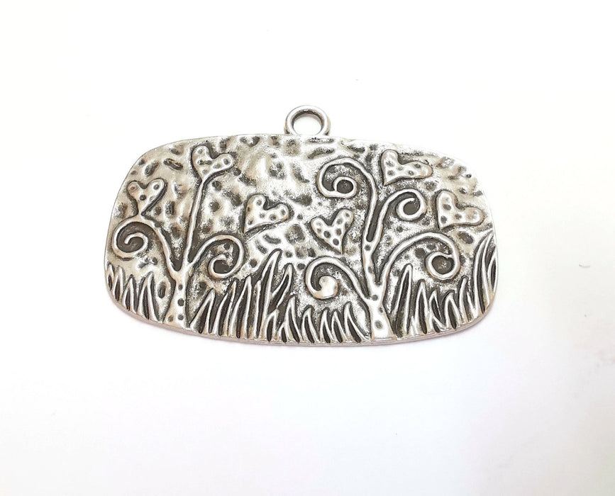 Flowers Pendant Antique Silver Plated Pendant (46x65mm)  G22218