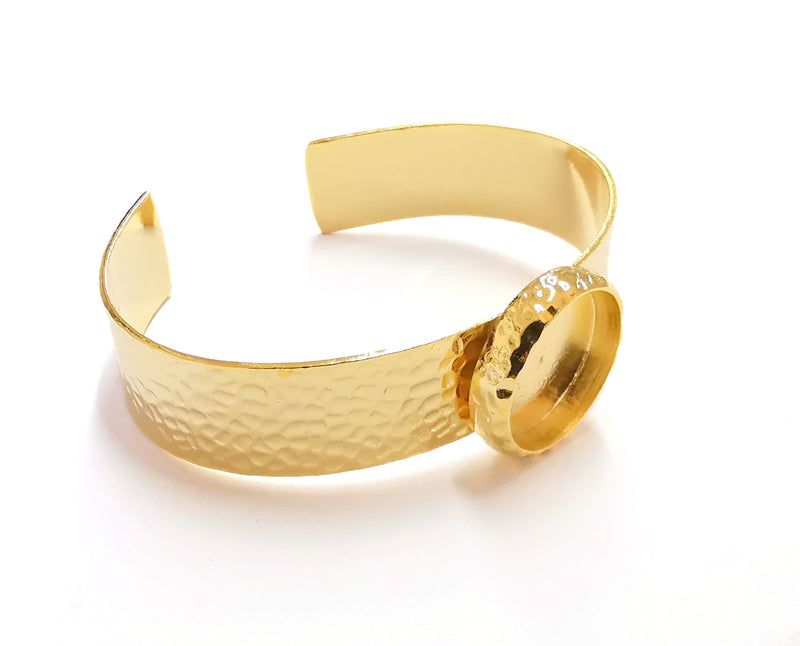 Bracelet Blank Resin Bangle Dry Flower inlay Blank Cuff Bezel Glass Cabochon Base Hammered Adjustable Gold Plated  (18mm ) G21921
