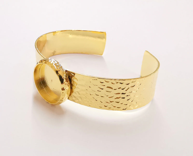 Bracelet Blank Resin Bangle Dry Flower inlay Blank Cuff Bezel Glass Cabochon Base Hammered Adjustable Gold Plated  (18mm ) G21921