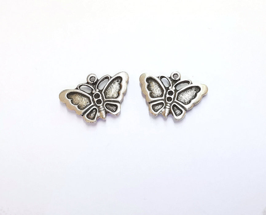 4 Butterfly Charms Antique Silver Plated Charm (14x19mm) G20678