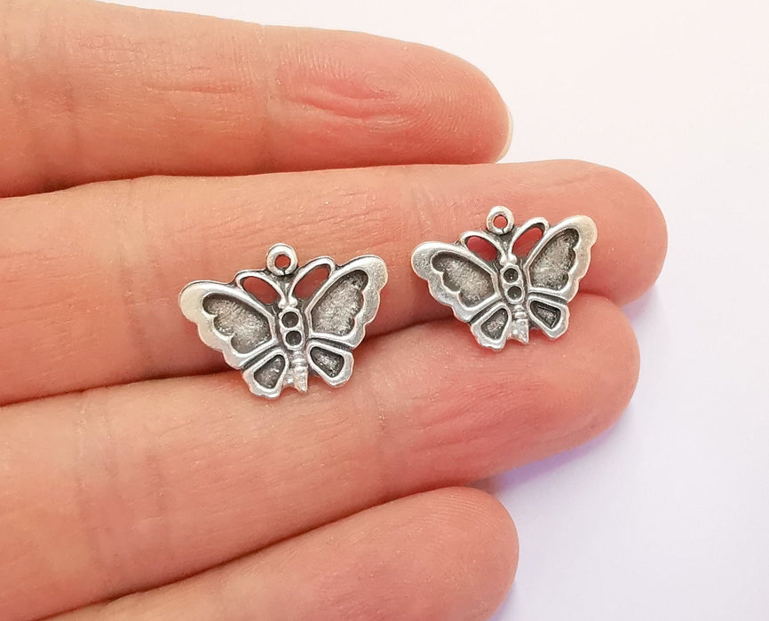 4 Butterfly Charms Antique Silver Plated Charm (14x19mm) G20678