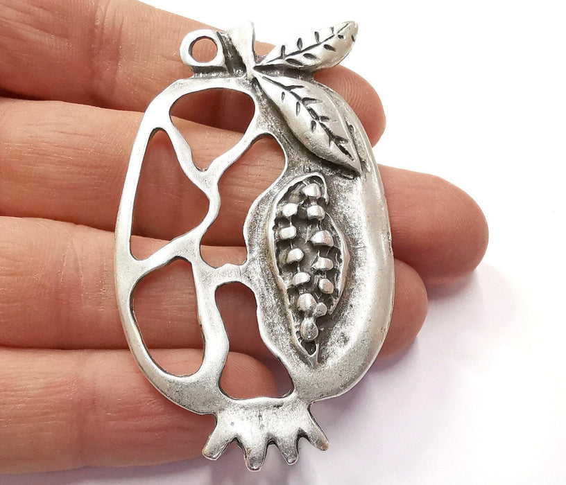 Pomegranate Silver Pendant Antique Silver Plated Pendant (70x42mm)  G21595