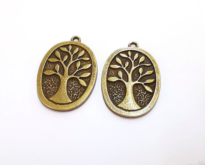 2 Tree Charms Antique Bronze Plated Charms (38x25mm)  G20689