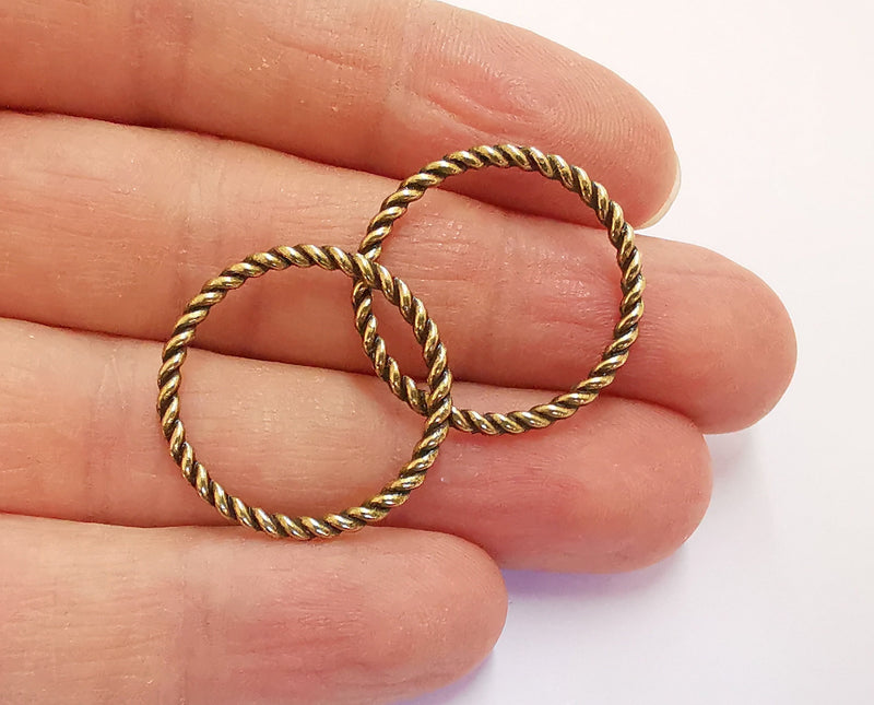 10 Twisted Circle Findings Antique Bronze Plated Circle (25 mm)  G20691
