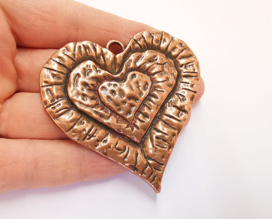 Heart Pendant Antique Copper Plated Pendant (66x67mm)  G20692