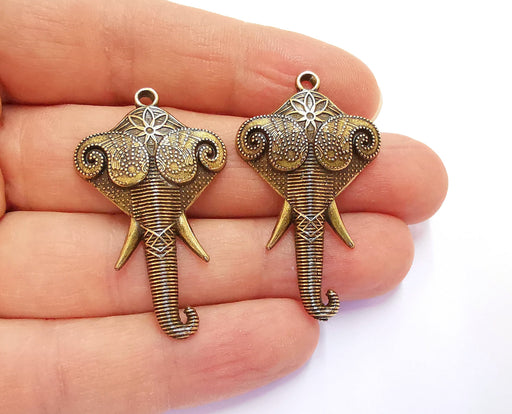 2 Elephant Charms Antique Bronze Plated Charms (44x26mm)  G20694