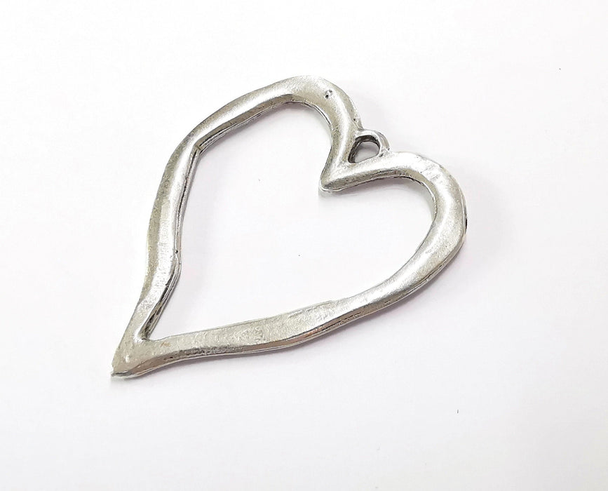 Heart Silver Pendant Antique Silver Plated Pendant (59x47mm)  G22853