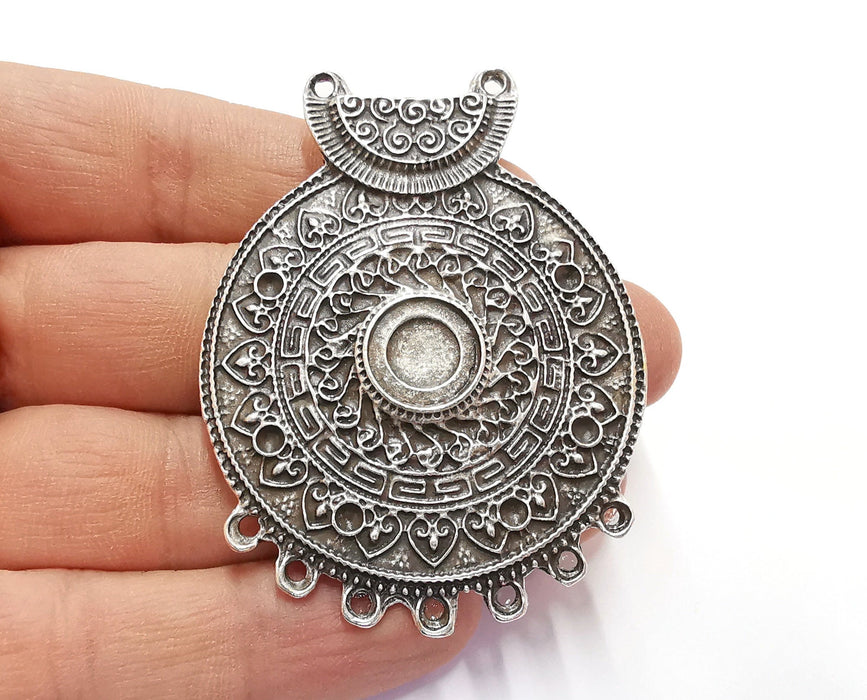 Silver Pendant Connector Antique Silver Plated Pendant (67x51mm)  G23465