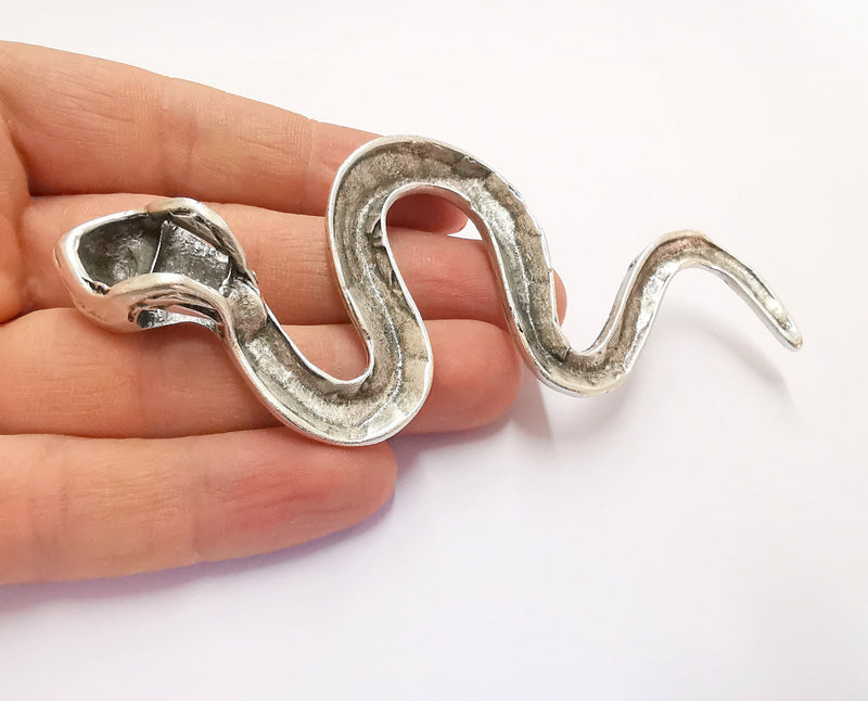 Snake Silver Pendant Antique Silver Plated Pendant (112x52mm)  G20118