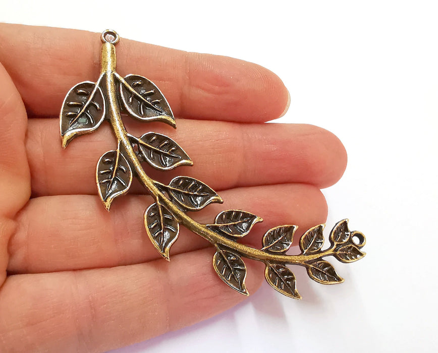 Leaves Branch Pendant Connector Antique Bronze Plated Pendant (85mm)  G20701