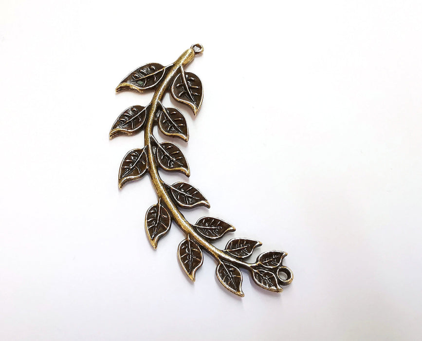 Leaves Branch Pendant Connector Antique Bronze Plated Pendant (85mm)  G20701