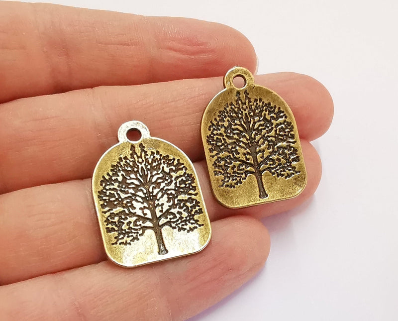 2 Tree Charms Antique Bronze Plated Charms (31x22mm)  G20702
