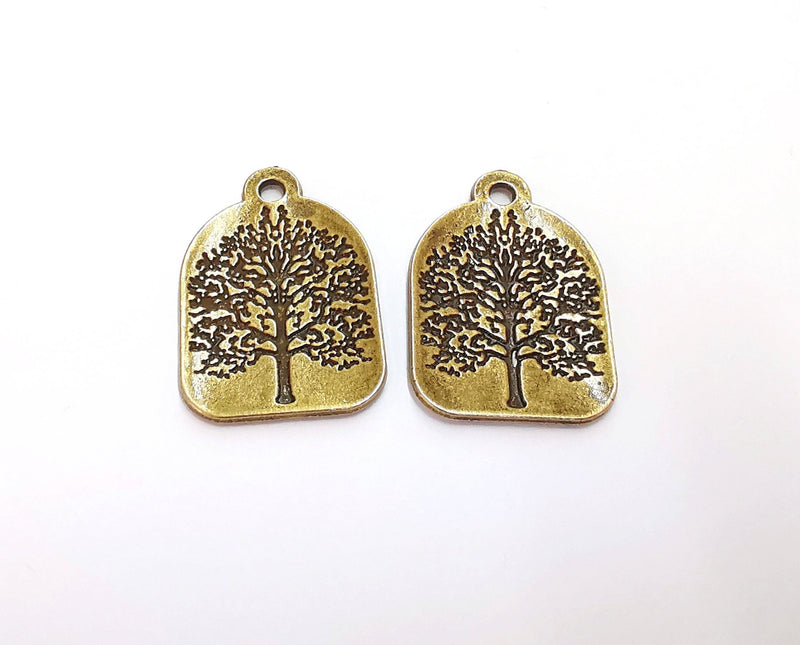 2 Tree Charms Antique Bronze Plated Charms (31x22mm)  G20702