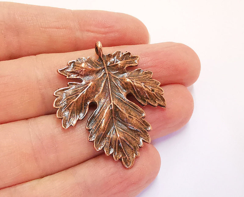 2 Leaf Pendant Antique Copper Plated Pendant (40x34mm)  G20704