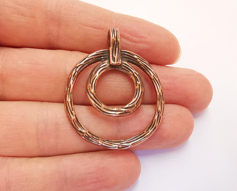 2 Antique Copper (Double Sided) Charms Antique Copper Plated Charms (43x34mm)  G20705