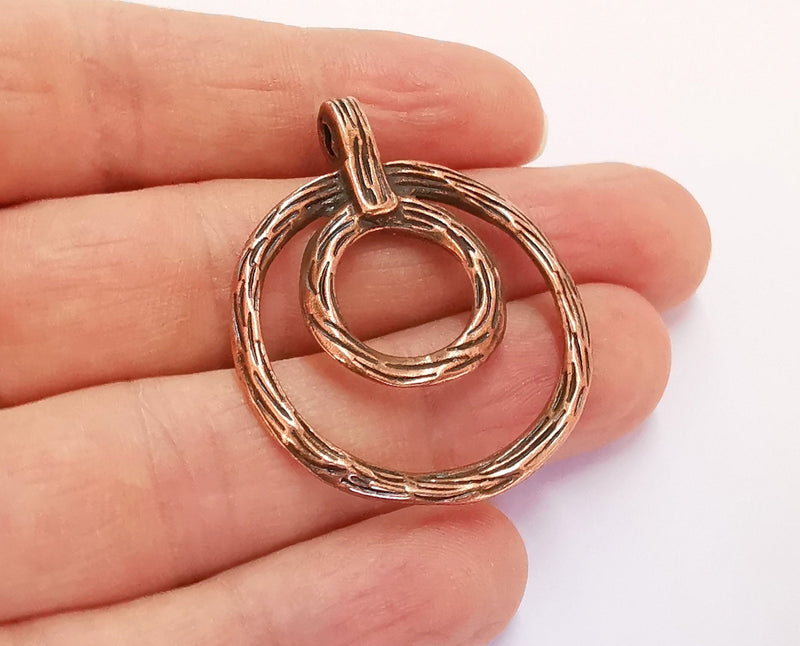2 Antique Copper (Double Sided) Charms Antique Copper Plated Charms (43x34mm)  G20705