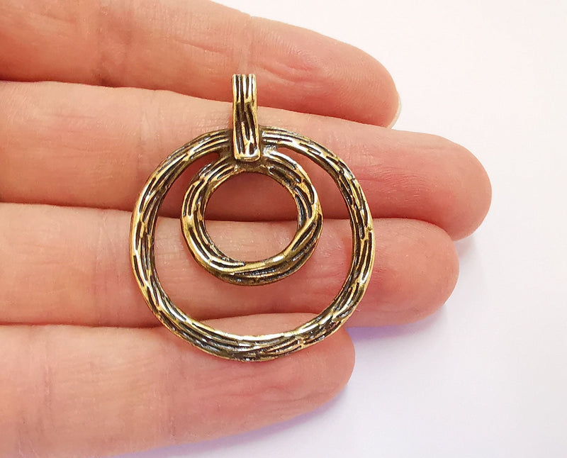 2 Antique Bronze (Double Sided) Charms Antique Bronze Plated Charms (43x34mm)  G20706