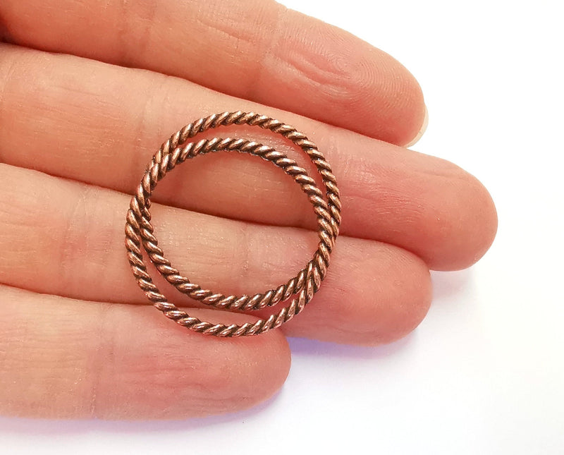 10 Twisted Circle Findings Antique Copper Plated Circle (30 mm)  G22409