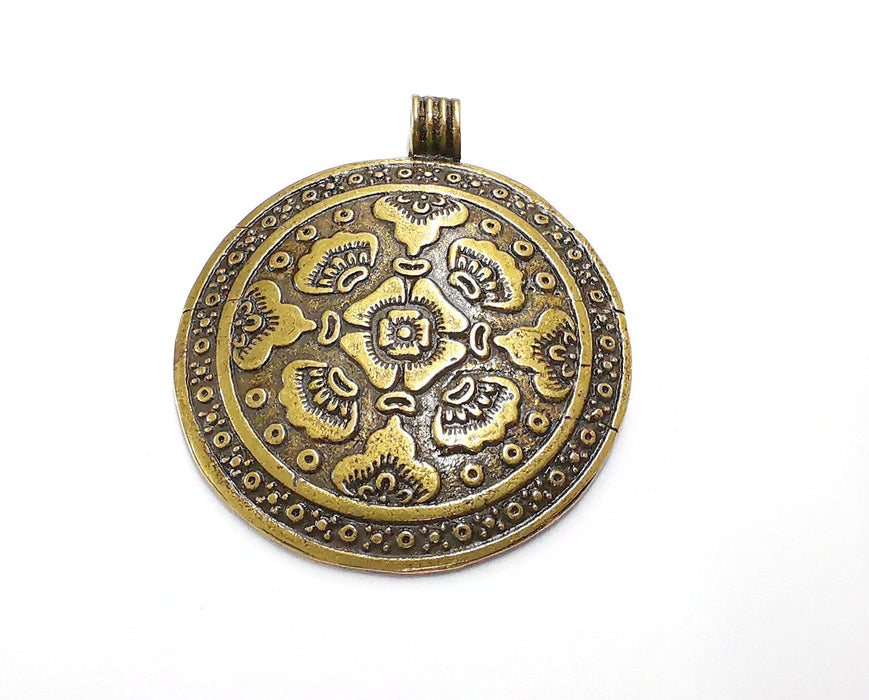 Medallion Pendant Antique Bronze Plated Pendant (53x45mm)  G20143