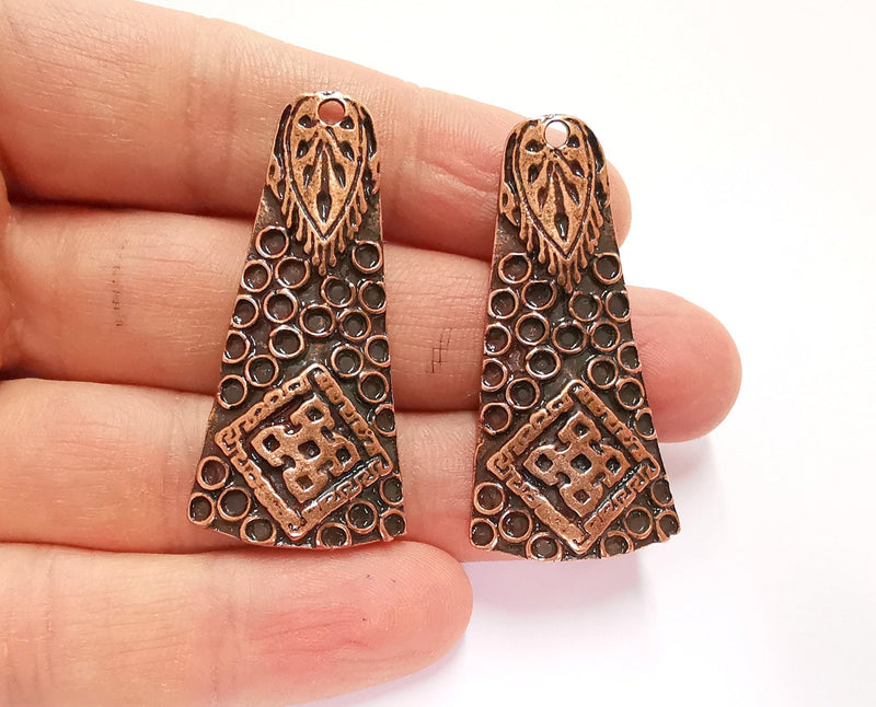 2 Copper Charms Antique Copper Plated Charms (48x23mm)  G20719