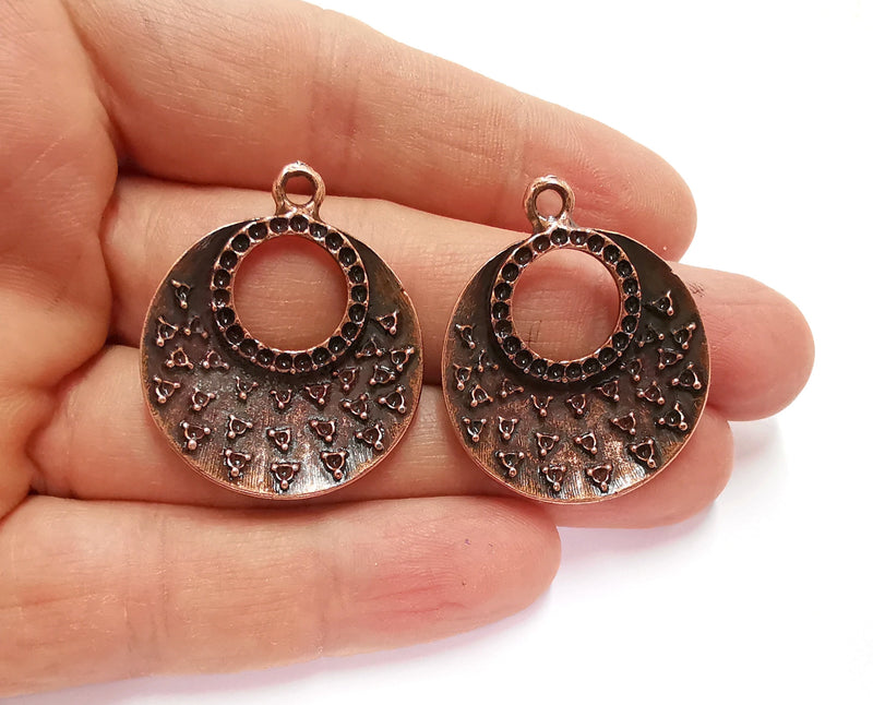 2 Copper Charms Antique Copper Plated Charms (35x29mm)  G20720