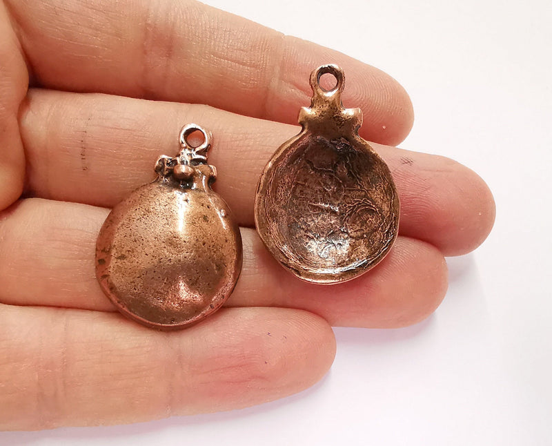 2 Cambered Circle Charms Antique Copper Plated Charms (35x24mm)  G20721