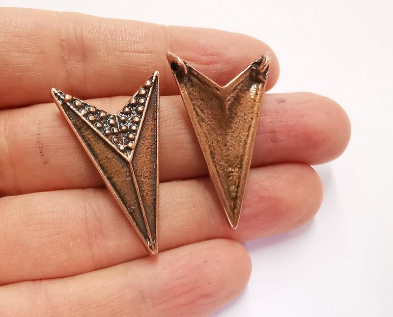 2 Arrowhead Charms Antique Copper Plated Charms (39x24mm)  G20722