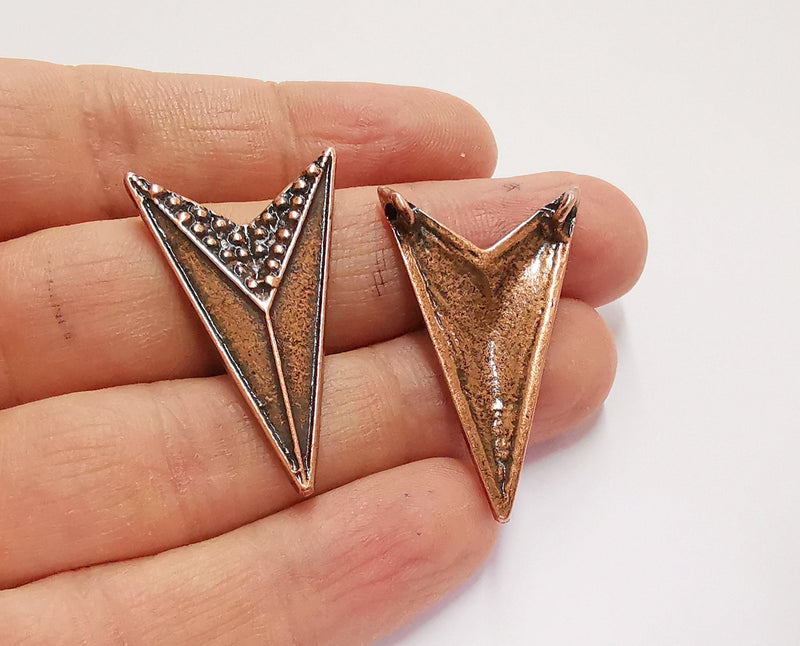 2 Arrowhead Charms Antique Copper Plated Charms (39x24mm)  G20722
