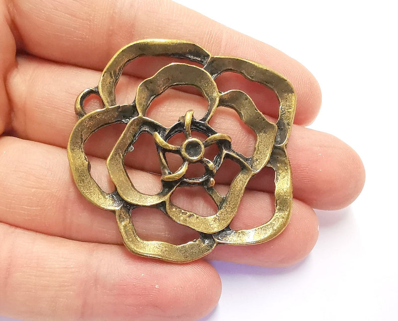 Rose Pendant Antique Bronze Plated Pendant (48x46mm)  G20151