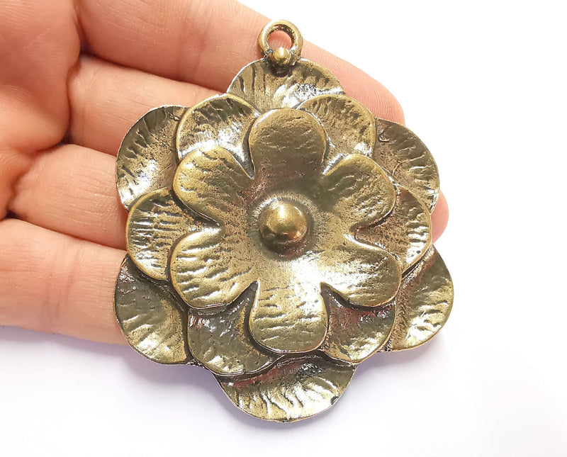 Flower Pendant Antique Bronze Plated Pendant (79x64mm)  G23940