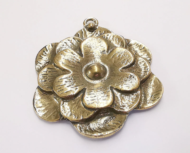 Flower Pendant Antique Bronze Plated Pendant (79x64mm)  G23940