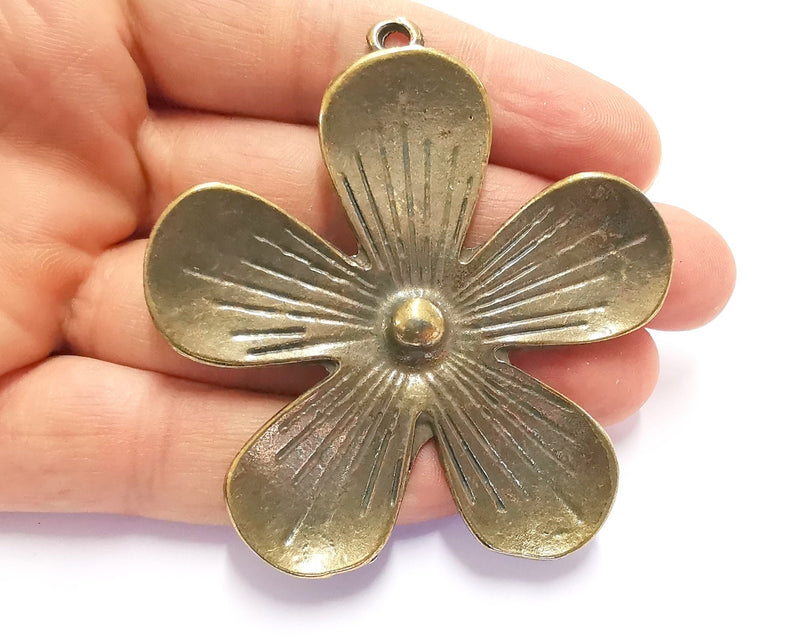 Flower Pendant Antique Bronze Plated Pendant (70x67mm)  G20156