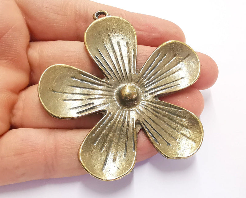Flower Pendant Antique Bronze Plated Pendant (70x67mm)  G20156