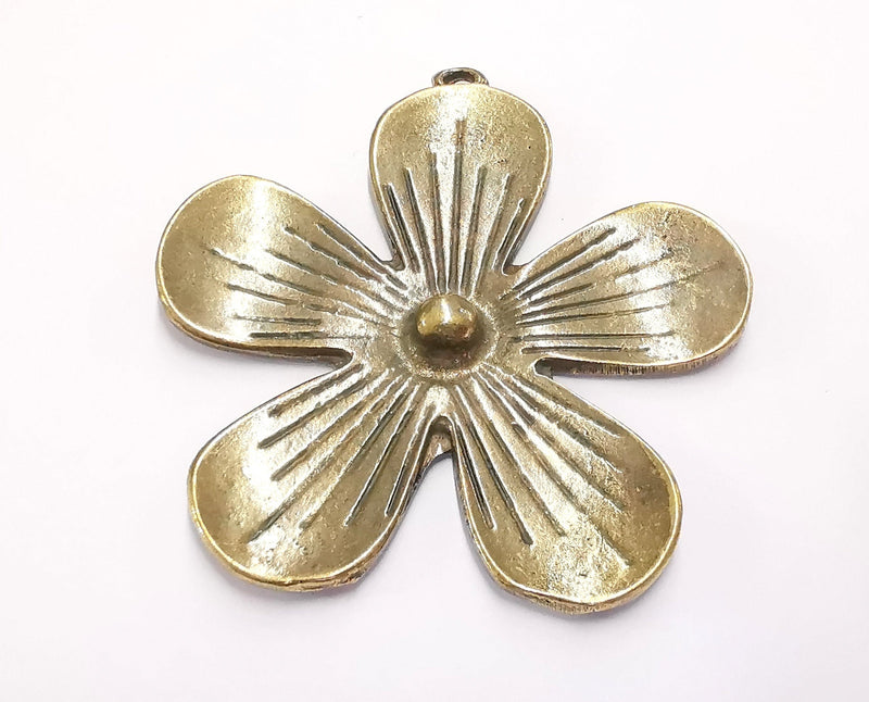 Flower Pendant Antique Bronze Plated Pendant (70x67mm)  G20156