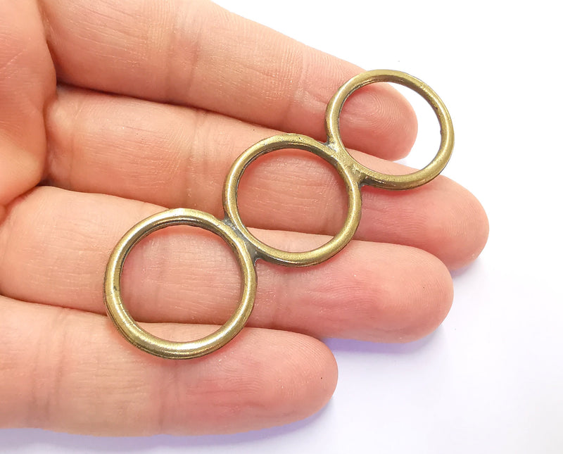 2 Circle Findings Pendant Antique Bronze Plated Pendant (73x24mm)  G20164