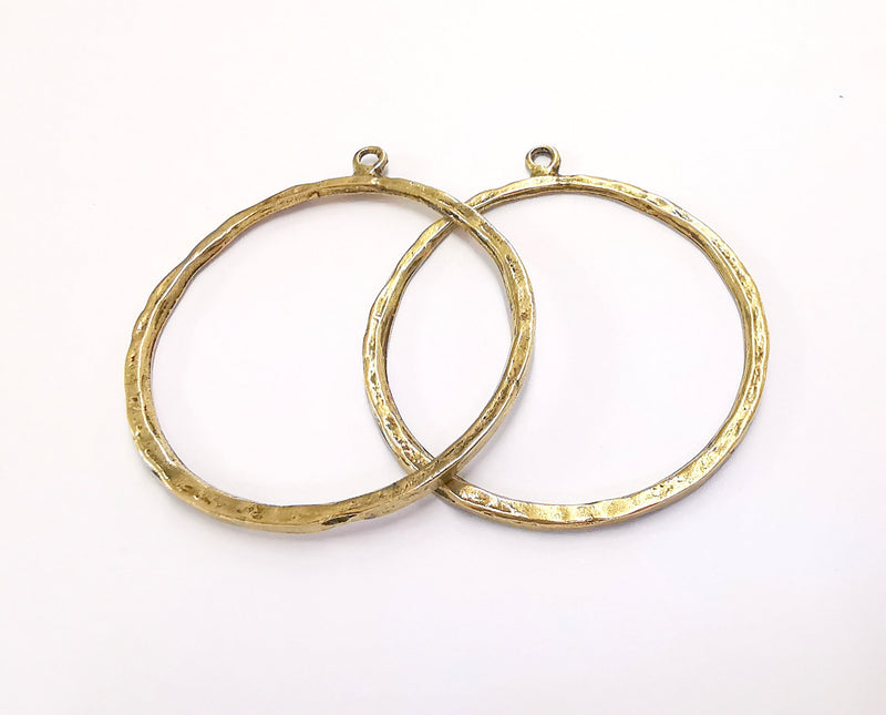 2 Circle Findings Charms Antique Bronze Plated Pendant (57x51mm)  G25144
