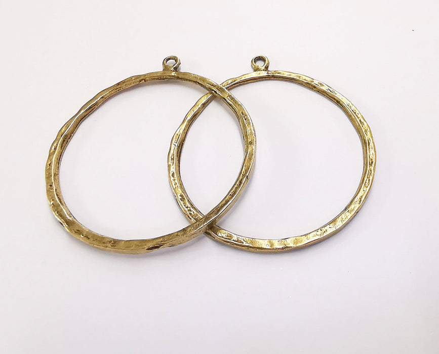 2 Circle Findings Charms Antique Bronze Plated Pendant (57x51mm)  G25144