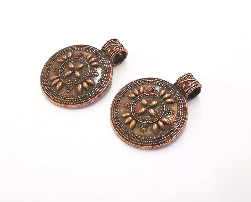 2 Copper Pendant Antique Copper Plated Metal ( 38x30 mm ) G20174