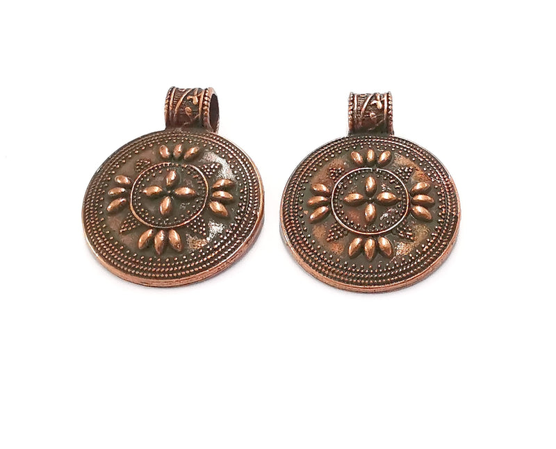 2 Copper Pendant Antique Copper Plated Metal ( 38x30 mm ) G20174