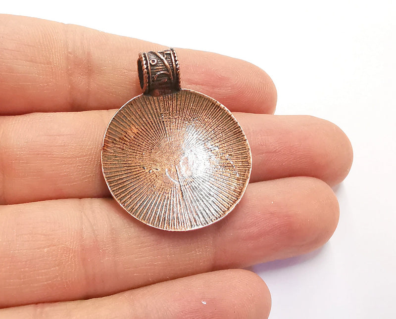 2 Copper Pendant Antique Copper Plated Metal ( 38x30 mm ) G20174