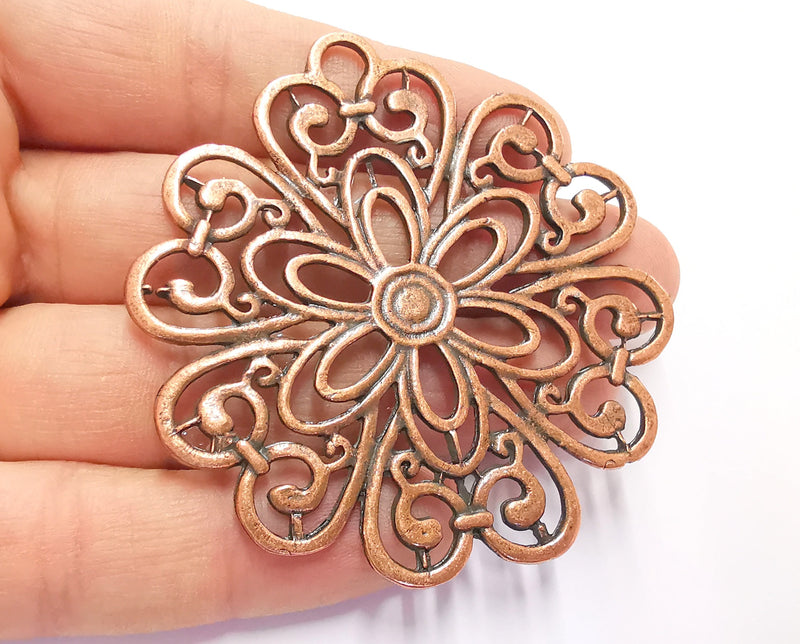 Medallion Pendant Antique Copper Plated Pendant ( 68x63 mm ) G21047