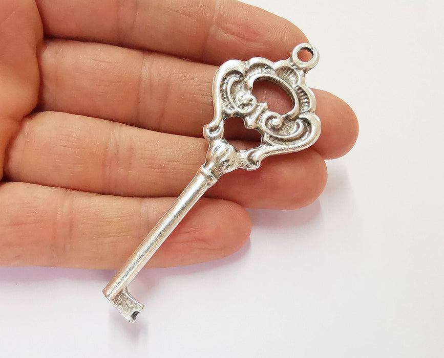 Key Charm Antique Silver Plated Charms (78x29 mm)  G20183