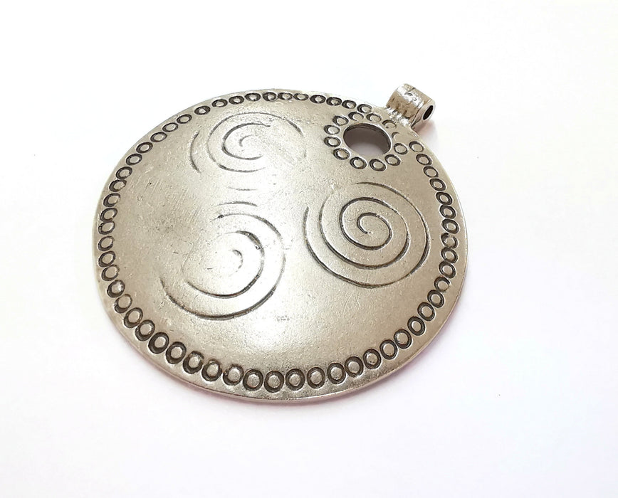 Medallion Pendant Antique Silver Plated Pendant (74x65mm)  G20184