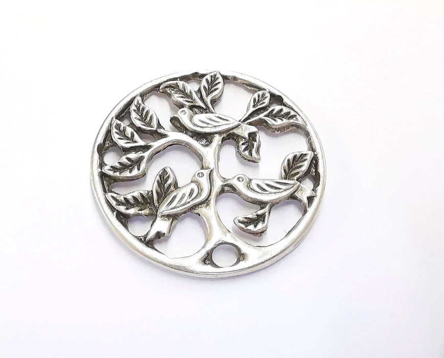 Tree Bird Charms Antique Silver Plated Charms (45mm)  G20186