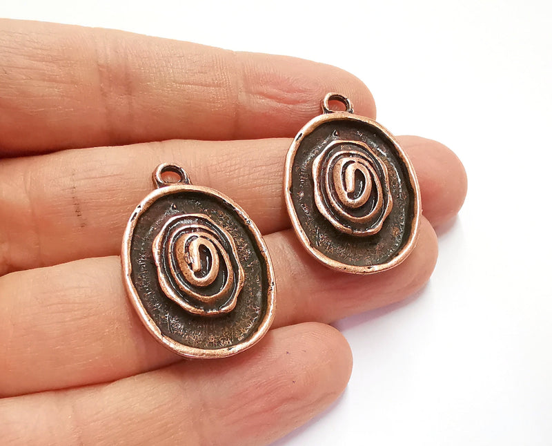 2 Spiral Charms Antique Copper Plated Charms (34x23mm)  G20729