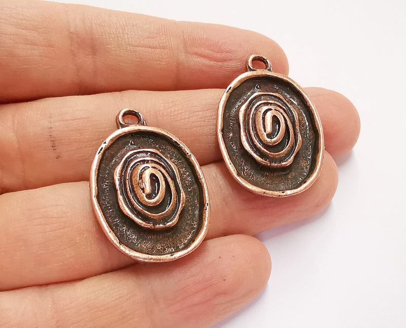 2 Spiral Charms Antique Copper Plated Charms (34x23mm)  G20729