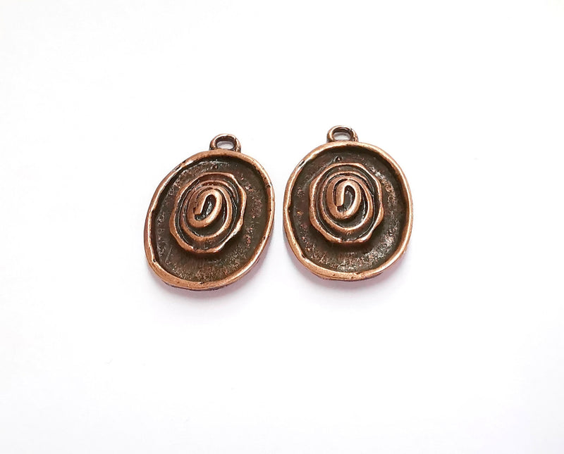 2 Spiral Charms Antique Copper Plated Charms (34x23mm)  G20729