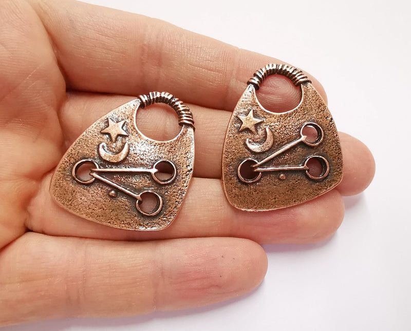 2 Copper Charms Antique Copper Plated Charms (40x32mm)  G20730