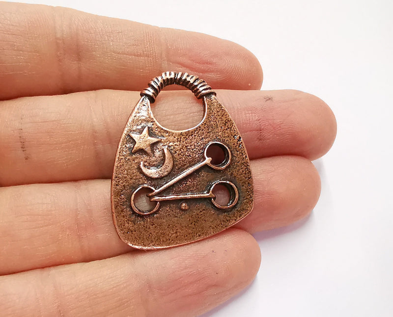 2 Copper Charms Antique Copper Plated Charms (40x32mm)  G20730