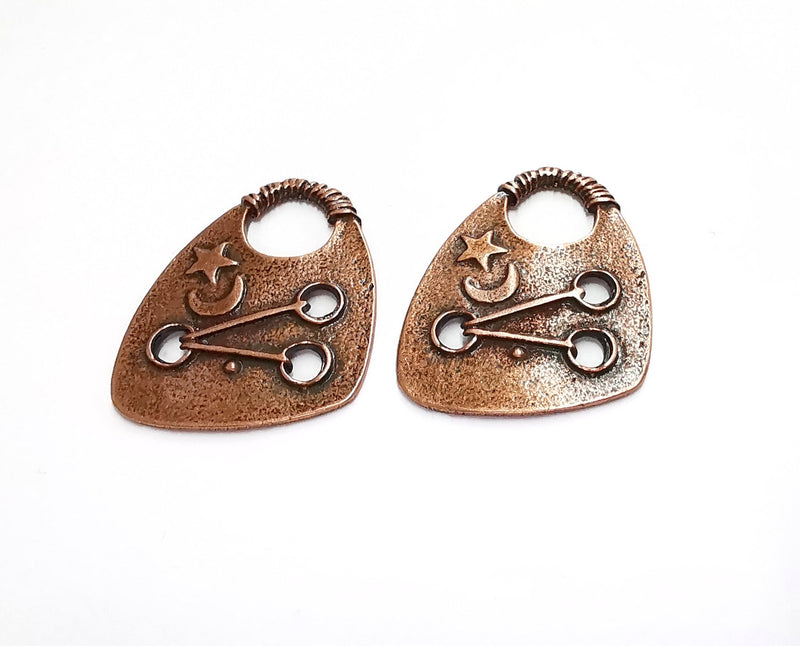 2 Copper Charms Antique Copper Plated Charms (40x32mm)  G20730